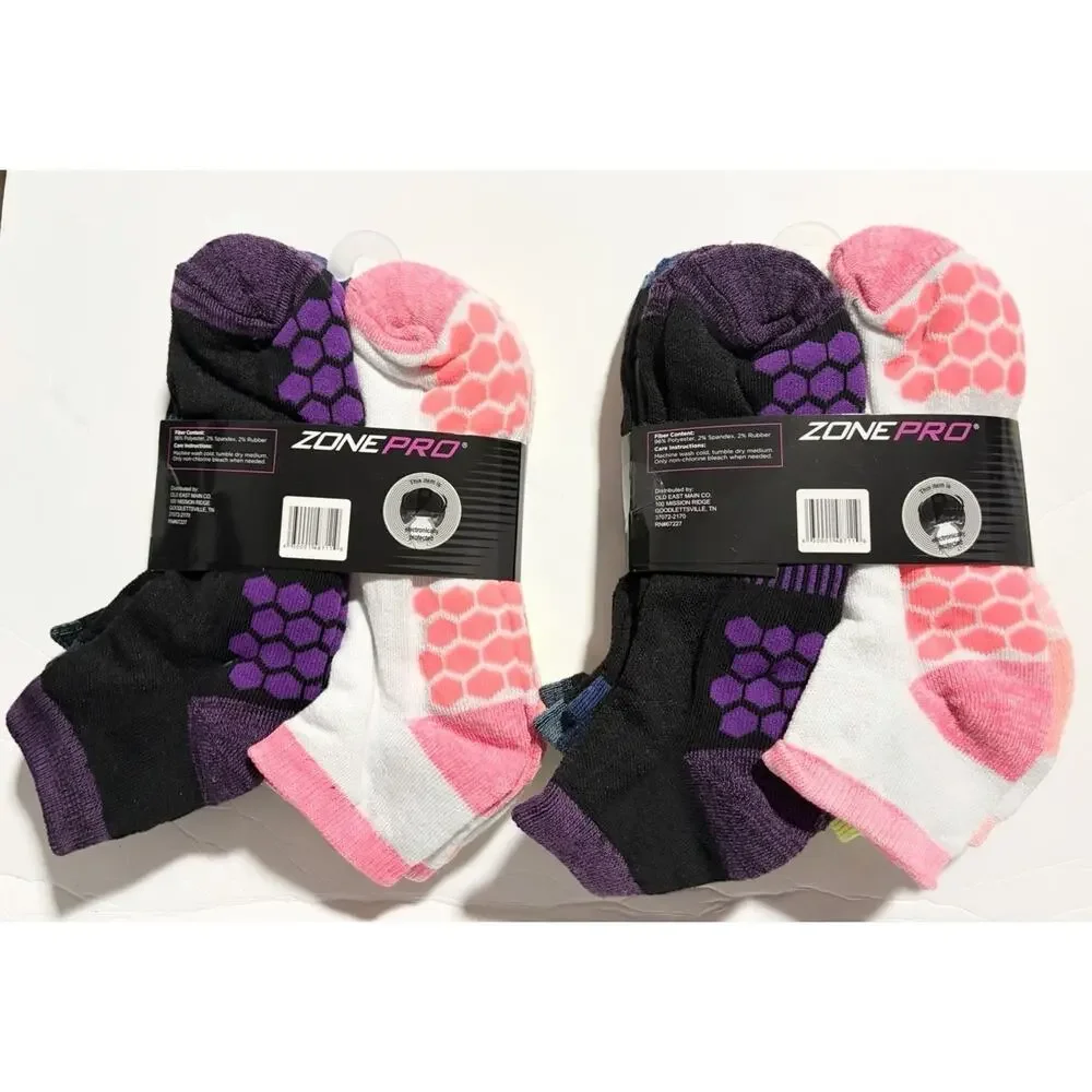 Zone Pro Womens Low Cut Socks 12 Pair Total Cushion Athletic Shoe Size 4-10 NEW